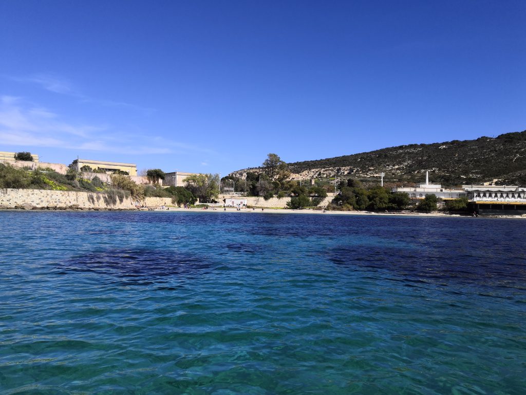 Limestone cliffs of the Devil’s Saddle in Cagliari seen from the sea
